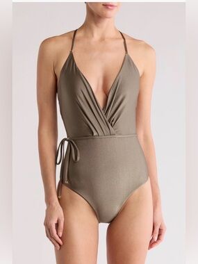 Boamar Soleil One-Piece Swimsuit Size S Verde Tie Waist NWT